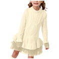 thumbnail image 1 of Splozh Robe de Fête à Manches Longues pour Fillette, Vêtements d'Automne et d'Automne, Robe en Maille à Motif Beige, 6-7 Ans, 1 of 6
