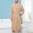 thumbnail image 2 of Penkiiy Fleece Robe Bathrobe Men Solid Casual Keep Warm Pocket Night Gown Bathrobe L Coffee, 2 of 6