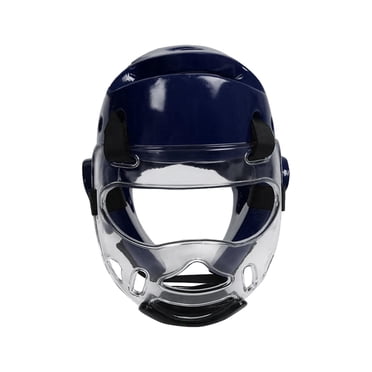 Karate Headgear Taekwondo Head Gear Soft with Face Guard Professional Protective blue L