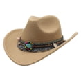 thumbnail image 1 of Decodeary Chapeau de Cowboy Premium Léger et Confortable Style Western Grand Application Polyester Beige Clair, 1 of 6