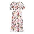 thumbnail image 4 of Pisexur Robe T-Shirt d'Été pour Femme, Décontractée, Florale, Col Rond, Manches Courtes, Robe Évasée, Taille Empire, Robe Maxi avec Poches, 4 of 7