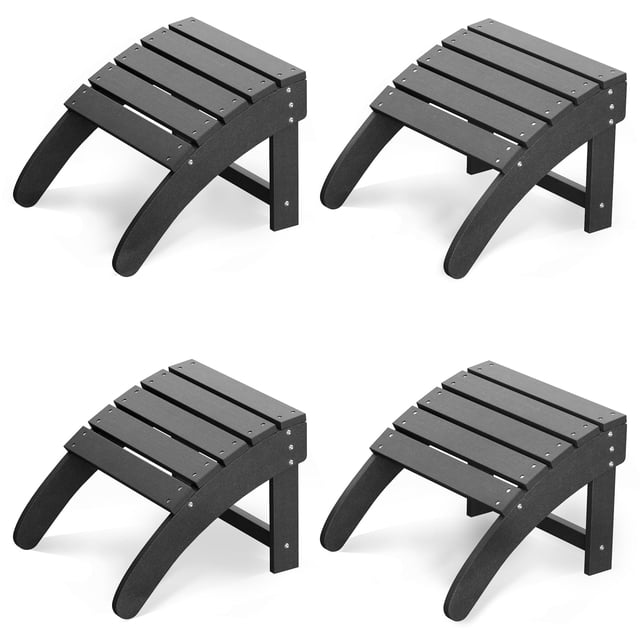 HDPE Outdoor Ottoman Foot Rest for Adirondack Chair, Weather Resistant Patio Footstool for Porch, Pool, Lawn and Backyard