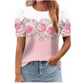 thumbnail image 4 of Pisexur Hauts pour Femmes Décontractés en Lin Col Rond Grande Taille Imprimé Manches Courtes T-shirt Blouse, Hauts d'Été pour Femmes Blanc, 3TG, 4 of 4