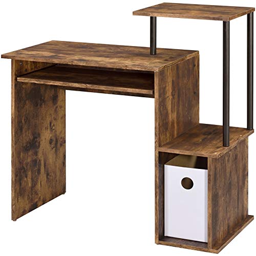 Acme Furniture Lyphre Computer Desk, Rustic Oak and Black