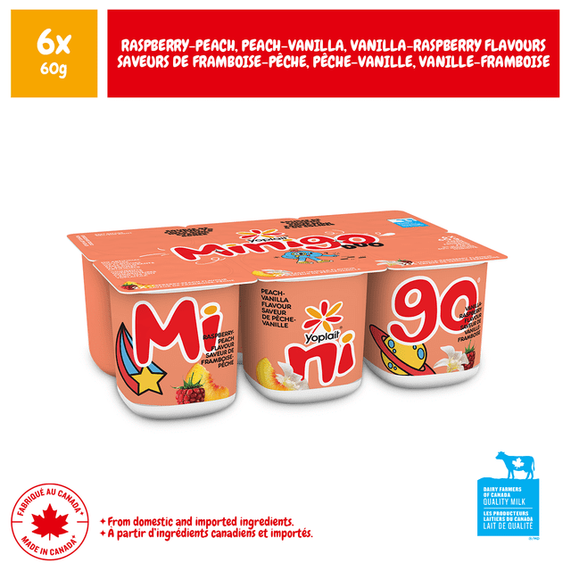 Yoplait 2 % Minigo Duo, Variété, Collation pour Enfants, 6x60g