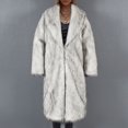 thumbnail image 2 of Veste pour Femmes Hiver Femmes Dames Chaude Manteau en Fausse Fourrure Veste Hiver Col Rabattu Vêtement d'Extérieur, 2 of 7