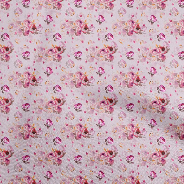 oneOone Polyester Spandex Light Pink Fabric Florals Sewing Material Print Fabric By The Yard 56 Inch Wide