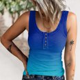 thumbnail image 1 of Women Ribbed Knit Sleeveless Top, Button Front Basic Camisole Scoop Neck Casual Stretchy  for Daily Gradient Blue,Gradient Pink,Gradient Red,Gradient Purple,Pink Blue,Black White, 1 of 6