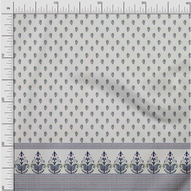 Soimoi Velvet Fabric Stripe & Paisley Panel Print Sewing Fabric Yard 58 Inch Wide
