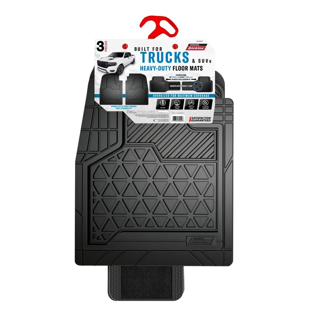 Genuine Dickies 3-Piece Black Adjustable-Rear Truck Floor Mats