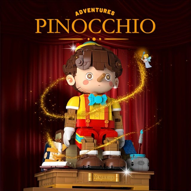 Fairy Tale Series Pinocchio Building Block Marionette Doll Joint Movement With Lights