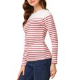 thumbnail image 4 of INSPIRE CHIC Blouse pour Femme à Rayures à Blocs de Couleur à Manches Longues T-Shirt Décontracté TG Blanc Rouge, 4 of 7