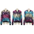 thumbnail image 5 of Fashion Womens Sequin Long Sleeve Front Zip Jacket with Ribbed Cuffs, 5 of 5