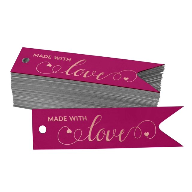 Inkdotpot Pack Of 50 Real Rose Gold Foil Paper Tags Made With Love Text Favor Hang Tags