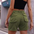 thumbnail image 3 of LOVZFMLL Short Décontracté pour Femme à Taille Élastique Style Vêtements de Travail Vert Armée P, 3 of 3