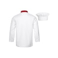 thumbnail image 2 of Yhong Unisex Men Women Chef Work Uniform Long Sleeve Double-breasted Chef Jacket With Hat Red M, 2 of 7