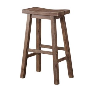 Boraam 29" Countertop Sonoma Solid Hardwood Saddle Bar Stool, Gray Wire Brush