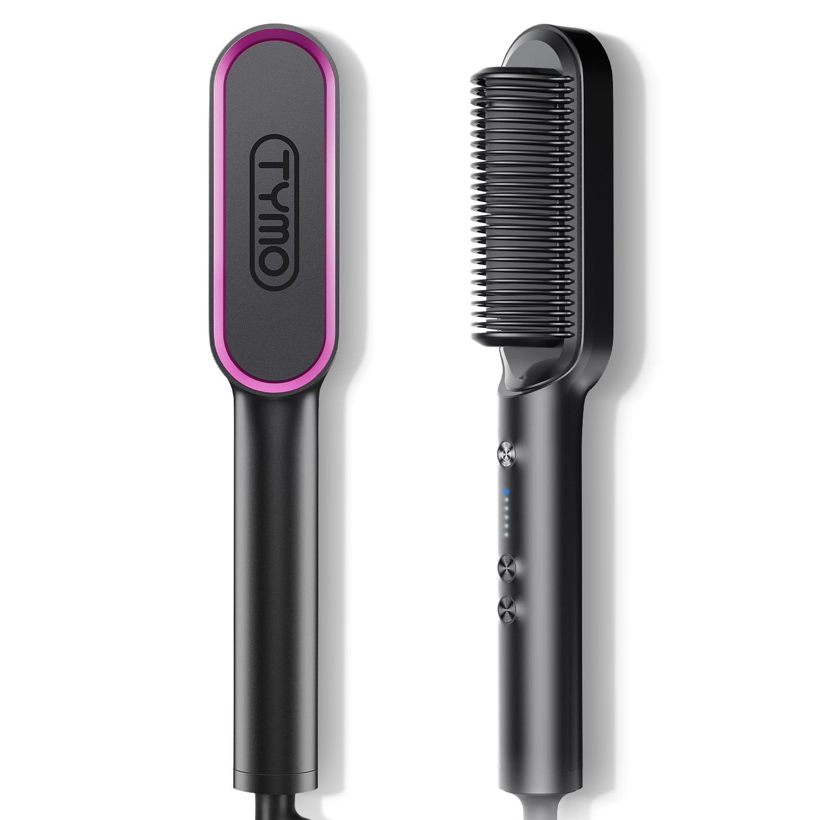 Tymo hair straightener brush - Tymo ring curly hair straightener with 20s fast heating, 5 thermostatic level hot hair straightener combs, 30 minute a