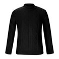 thumbnail image 3 of Styesk Mens Sweater Solid Color Pullover Sweater Comfy Soft Oversized Sweater Cable Knit Crewneck Sweater Casual Loose Sweaters with Ribbing Edge, 3 of 7