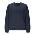 thumbnail image 4 of BiZtdJrK Womens Full Zipper Sweatshirt Jackets Casual Textured Long Sleeve Bomber Jacket with Pockets Fall Fashion Clothes Navy L Spring Savings, 4 of 6