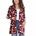 thumbnail image 2 of MKOSPLRT Girls Lightweight Cardigan Sequined Print Long Sleeve Casual Jacket Open Front Oversized Sweater Cardigan with Pockets 5-14Y, 2 of 7