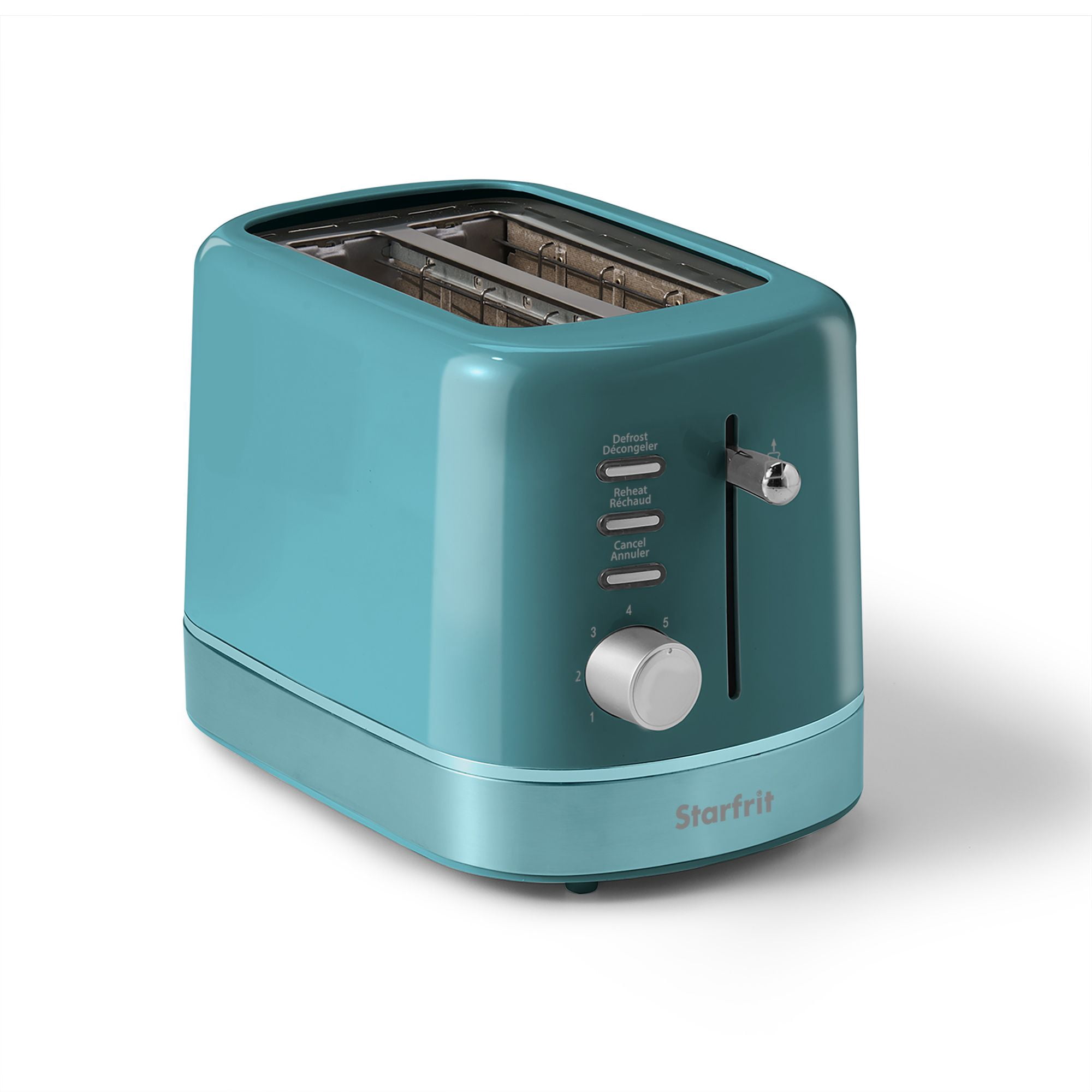 Starfrit Grille-Pain 2 Tranches, 2 Fentes Extra Larges, 7 Réglages de Brunissement, Fonctions Décongeler, Réchauffer & Annuler, 750W, Bleu Sarcelle