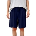 thumbnail image 3 of Yuyuzo Mens Shorts Casual Drawstring Elastic Waist Short Summer Loose Fitted Beach Shorts with Pockets, 3 of 7