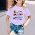 thumbnail image 2 of LUOGENLI T-Shirt pour Filles Enfants Mode Décontractée Imprimé Col Rond Manches Courtes Ample T-Shirt Maxi Chemises pour Filles Violet 8-9 Ans, 2 of 4