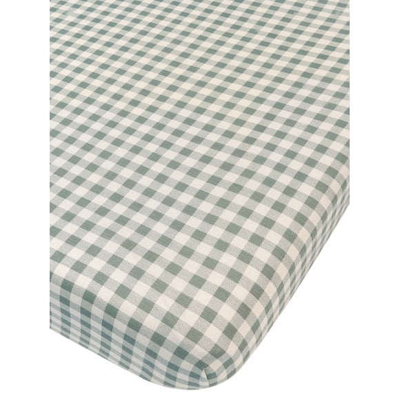 Drap de lit gris-vert Modern Moments avec un motif vichy classique pour une sensation propre et contemporaine. OEKO-TEX 2013PK0176 AITEX