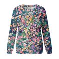 thumbnail image 4 of KIHOUT Chandails pour Femmes en Liquidation, Blouses à Manches Longues Col Rond Imprimé Floral Ample Automne Hiver, Tailles P-2TG, 4 of 5