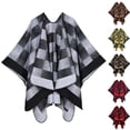 thumbnail image 4 of Gpaecead Women's Fall Classic Plaid Shawl - Jacquard Pattern Open Front Warm Cape Wrap Green, 4 of 4