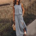 thumbnail image 1 of MesaSe Femmes Casual Robe Robe d'Été pour les Femmes Cou Sans Manches Maxi Robes de Fourche de Couleur Unie Ouverture Robe Femmes Vêtements L AG, 1 of 6