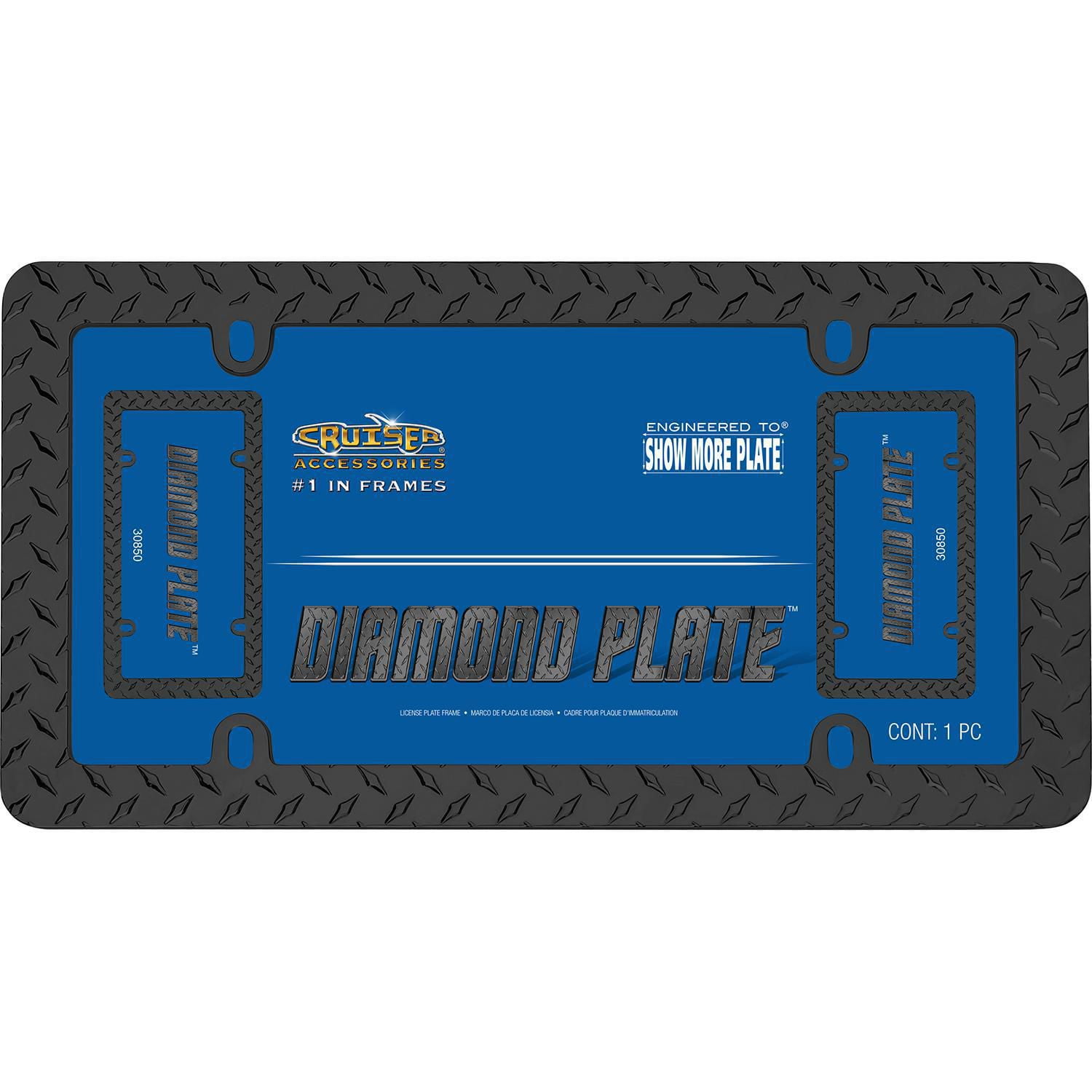 Cruiser Accessories, cadre noir à motifs diamant pour plaque d’immatriculation