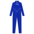 thumbnail image 3 of TiaoBug Girls Ice Skating Jumpsuit Rhinestone Mock Neck Competition Figure Skating Dancewear Royal Blue 10, 3 of 7