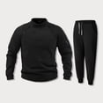 thumbnail image 2 of Ketyyh-chn99 Ensemble 2 Pcs pour Homme à Col Rond Tenue en Molleton Décontractée Unie avec Fermeture Éclair et Pantalon SweaJogger Sans Capuche Taille pour 2TG, Noir, 2 of 6