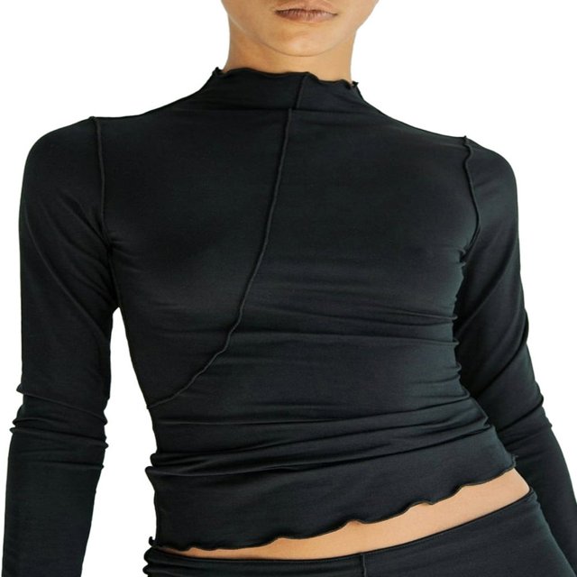 Tenues d'Automne 2 Pcs pour Femmes Manches Longues Col Montant + Ensemble Jupe Midi