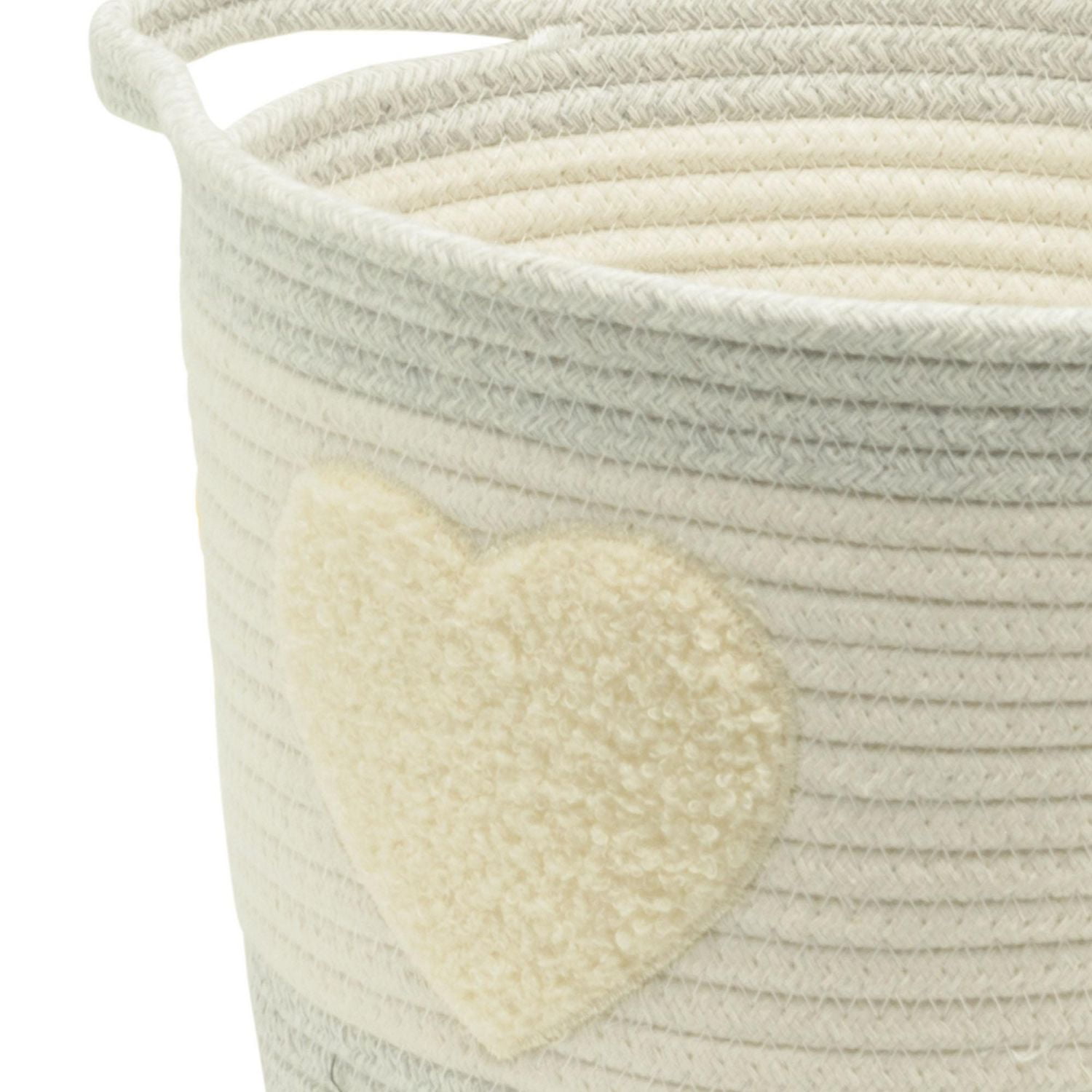 Cotton Rope Storage Basket with Boucle Heart Patch