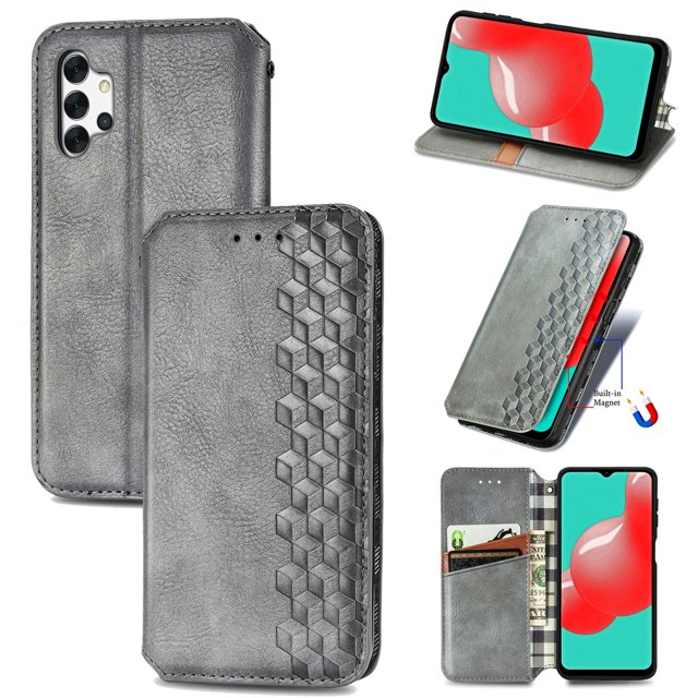 Case for Samsung Galaxy A32 5G Flip Cover Wallet Flip Cover Magnetic Protective - Grey