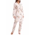 thumbnail image 2 of SUNSIOM Women's Fall Loungewear Set, Lace Patchwork Cami Tops + Pants + Robe 3 Pieces Sleepwear, 2 of 9