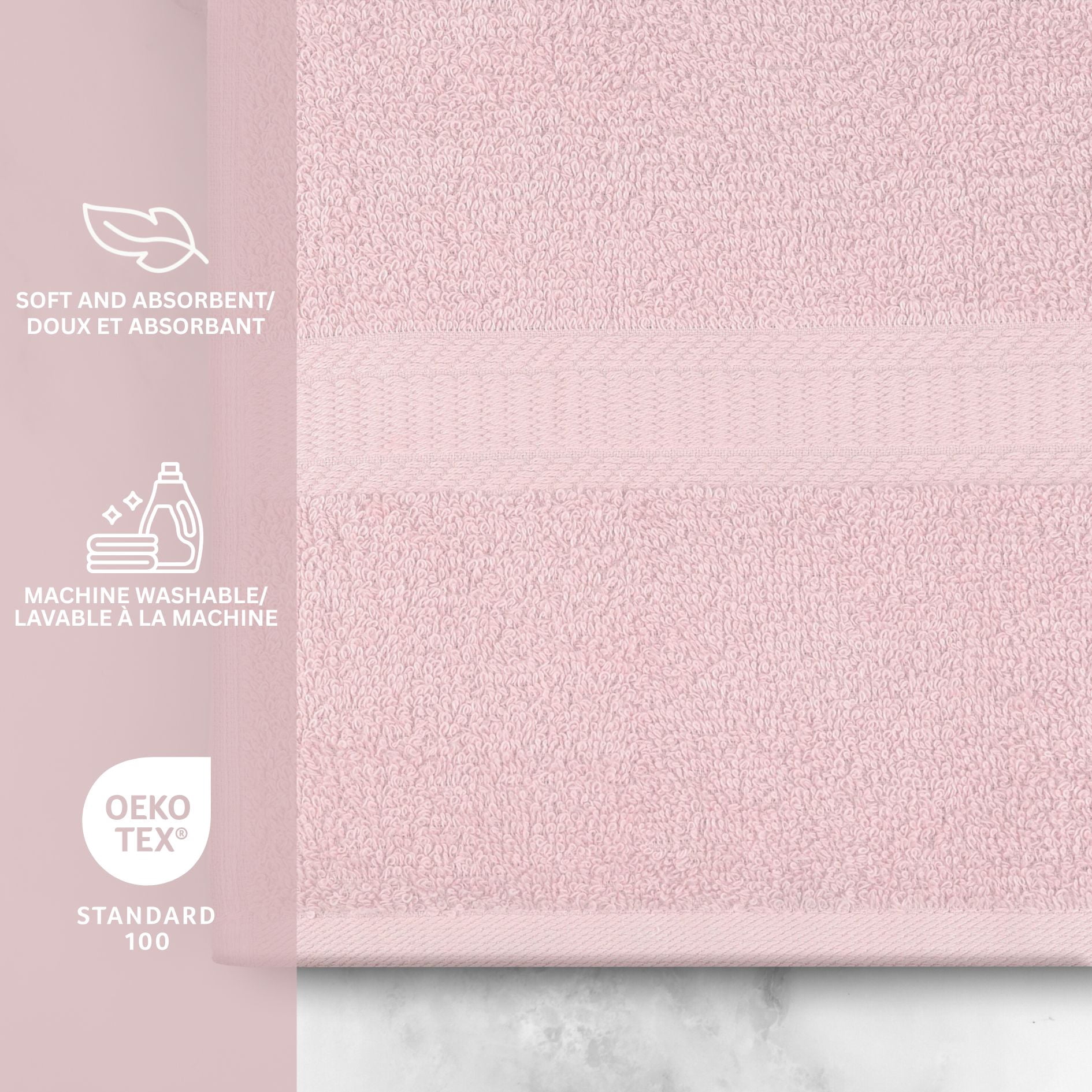 Mainstays Basics Solid Bath Sheet, Soft & Durable, 100% Cotton, Pink