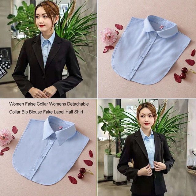 Maoww Femmes Conception Simple Couleur Unie Faux Col Filles Formelle Fausse Demi-Chemise Décoratif Revers Amovible Accessoire Point Rouge