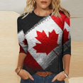 thumbnail image 2 of WEIYLL T-Shirts Chemises pour Femmes Manches 3/4 Fête du Canada Imprimé Feuille d'Érable Été Hauts Rouges Tailles m, 2 of 5