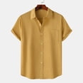 thumbnail image 2 of Birdeem Shirts for Men Men Casual Solid Turndown Short Sleeve Button Closure Shirt Hawaii Blouse, 2 of 12