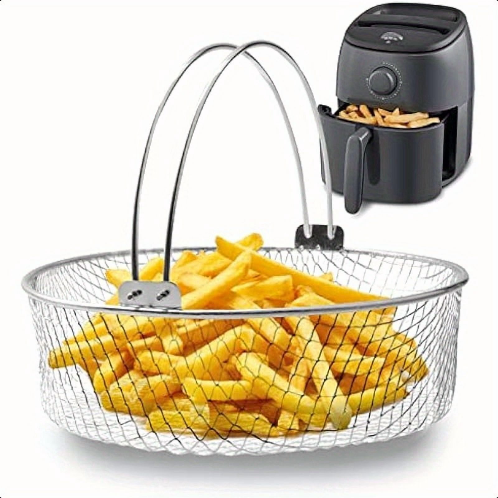 HLONK Air Fryer Basket Steamer Basket for Instant Pot 304 Stainless Steel Mesh Basket for Instant 6Qt 8Qt Air Fryer Air Fryer Accessory 8 inch Basket with Handle
