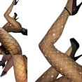 thumbnail image 1 of Bas Résille pour Femmes Décoration en Strass Collants Bas Longs Chaussettes Tenue de Boîte de Nuit Accessoire pour Danse Fête Spectacle Blanc, 1 of 8