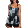 thumbnail image 4 of SuoKom Tankini Bathing Suits For Women Conservative Print Strappy Back Set Two Piece Swimsuits Swimdress Tummy Control Swimsuits For Women On Clearance, 4 of 7