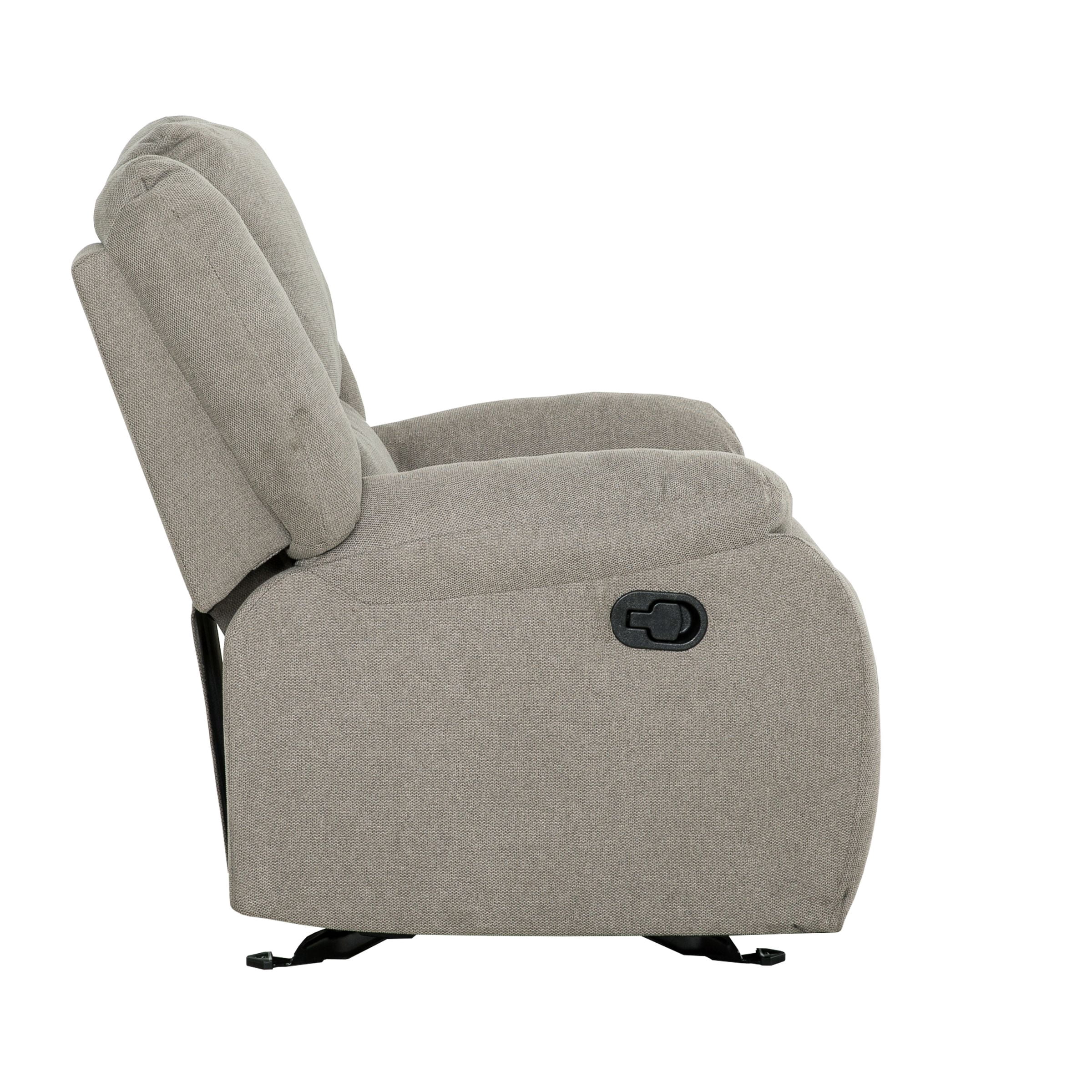 Fauteuil berçant inclinable Primo Amos – Fauteuil rembourré 36 po avec accoudoirs matelassés, mouvement berçant doux, tissu neutre – Pour salon