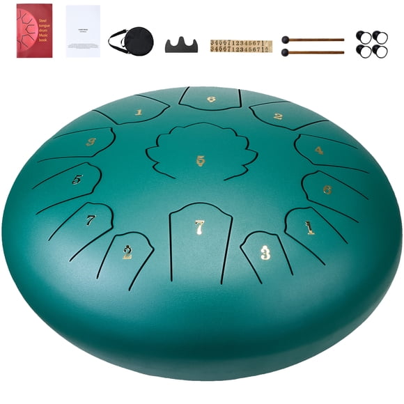 KFFKFF Steel Tongue Drum, 12 in & 13 Notes, C Major Steel Drum for Outside Garden, with 2 Mallets & Carry Bag, Hand Pan Drum Percussion Instrument