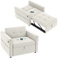 thumbnail image 1 of HOMCOM Fauteuil-Lit, Petit Sofa Escamotable avec USB, Crème, 1 of 10