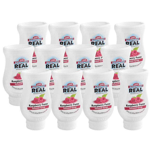 Real 16.9 fl. oz. Raspberry Puree Infused Syrup